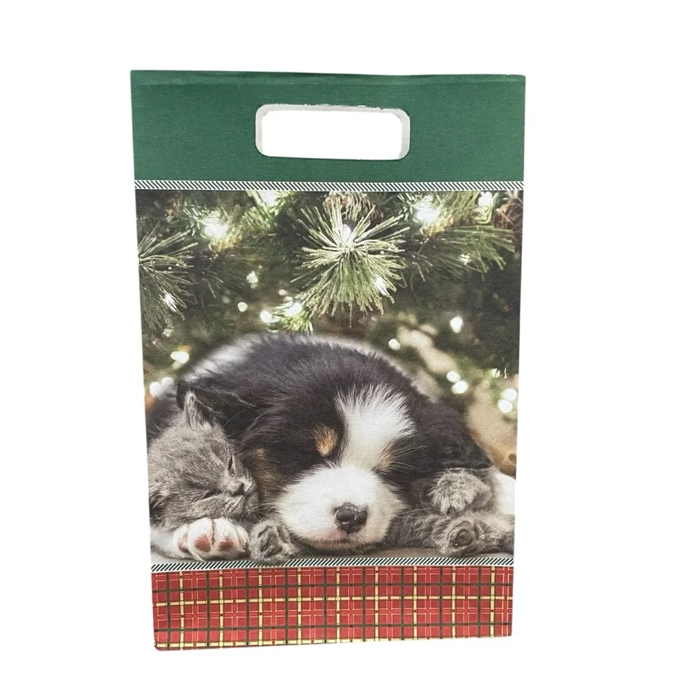 Assorted Small Holiday Themed Paper Gift Bags Animals Birds Santa Bundle of Six